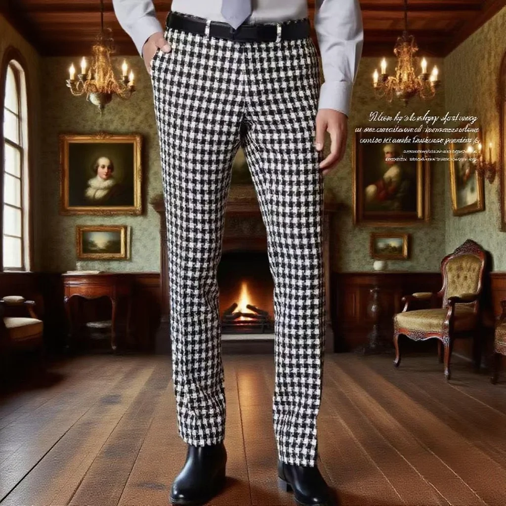 

Boutique Fashion Solid Color Plaid Striped Men's Casual Business Office Formal Casual Suit Pants Groom's Wedding Dress Trousers