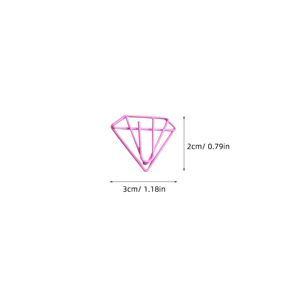

15pcs Pink Diamond Paper Clips Plastic Creative Design Office Stationery File Clamp Decorative Document Holder