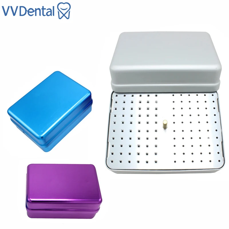 VVDental 120 Holes Dental Autoclave Sterilizer Case Dental Disinfection Endo Files Holder Box Diamond Burs Drill Dentist Tools