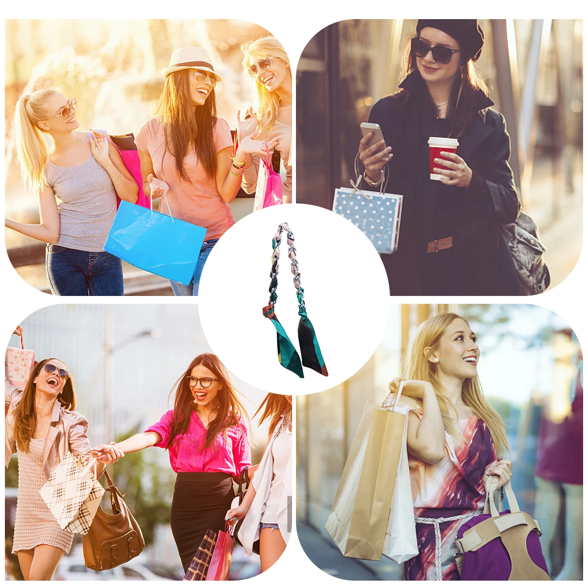 

Metal Chain Silk Scarf Design Firm Double Button DIY Bag Craft Women Shoulder Bag Chain Purse Strap Accessories