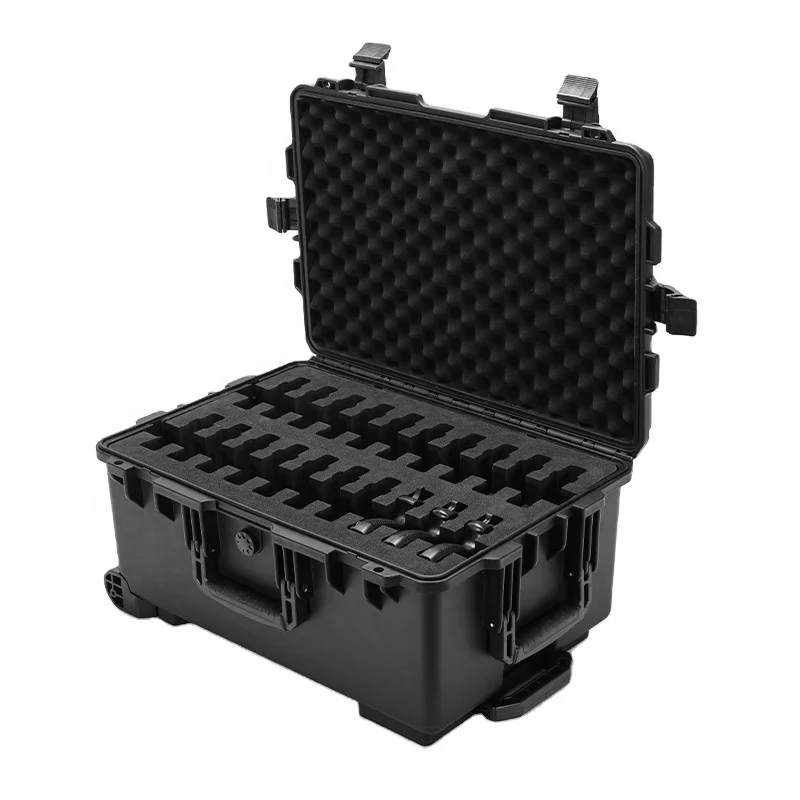 

Custom Empty Rooling Tool Box L230 Hard Plastic Waterproof 20 Hand Gun Case with Wheels