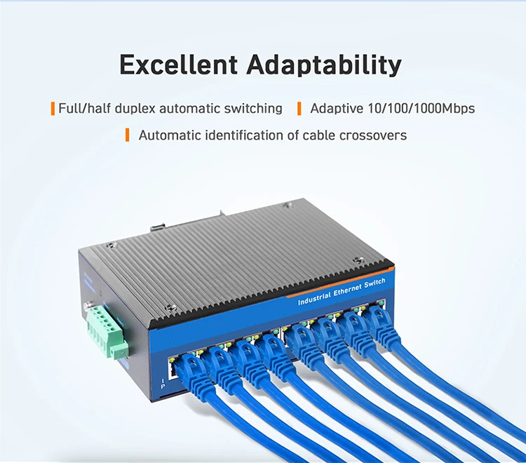 USR-ISG008 Series Switches 8 Electrical Ports Gigabit Industrial Switch With 8 * 10/100/1000 Base-T(X) Adaptive RJ45 Ports