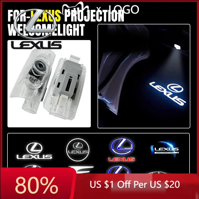 

2026 Hot Interior Stickers 2Pcs LED Welcome Light Car Door Projector Lamps Accessories For Lexus ES240 ES250 ES350 IS250 IS300 R