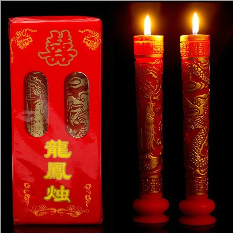 Wedding Supplies Dragon Phoenix Candles Wedding Room Decoration Wedding Chinese Flower Candles Decoration Birthday Candle