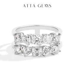ATTAGEMS 3.2CT Shape Moissanite Diamond Ring for Women S925 Silver 18k White Gold Plated Engagement Wedding Jewelry Top Quality
