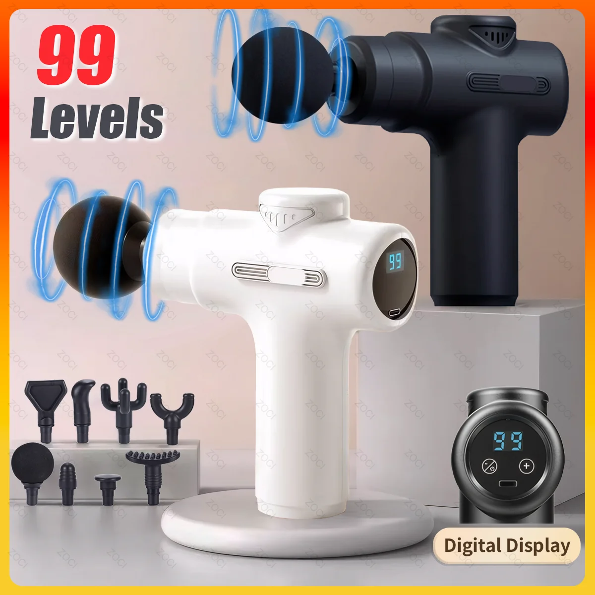 

Mini 99 Levels Massage Gun Portable Handheld Fascia Gun Digital Display Vibration Muscle Massager Deep Tissue Massager for Body