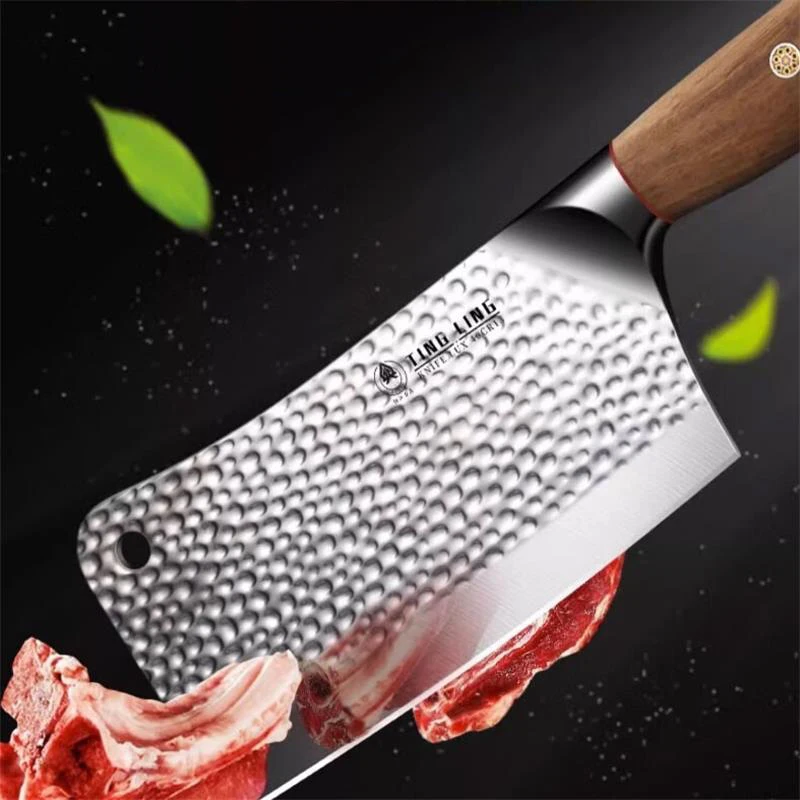 PLYS-cuchillo de acero inoxidable para cortar huesos, pollo y costillas utensilio grueso para cortar, cocina, forjado a mano