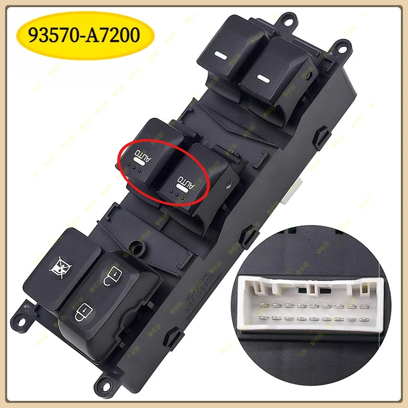 

93570-A7200 для KIA CERATO/FORTE 12 2006 2007, переключатель стеклоподъемника с левым рулем, электрическая кнопка главного стеклоподъемника, 18 контактов