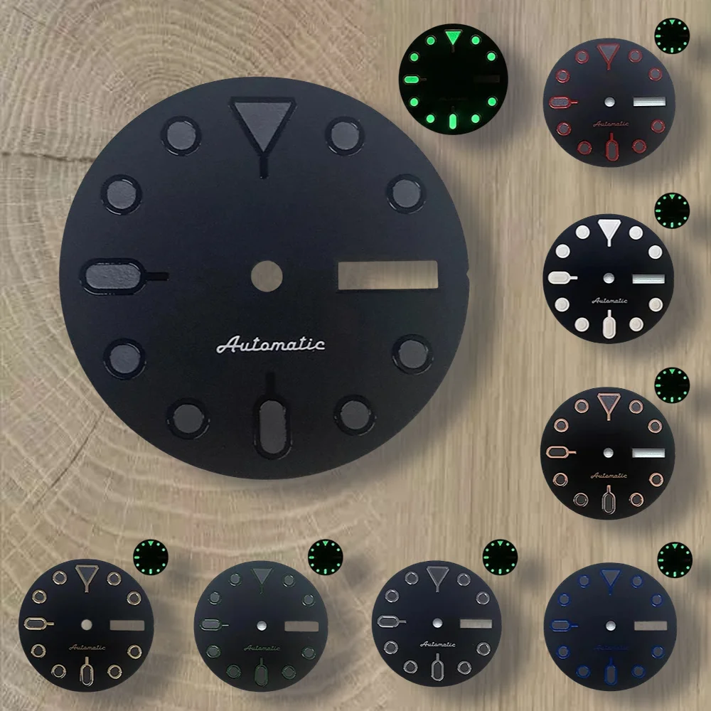 

28.5mm High Quality SKX007 SS Logo NH36 Dial Suitable For NH36 Movement Green Luminous NH35 Watch accessories Watch repair
