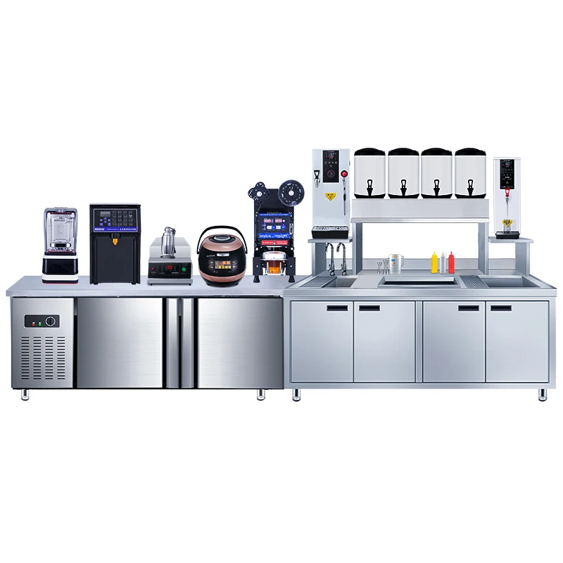 

One Stop Solution Bubble Tea Full Equipments Dessert Shop Station Boba Tea Water Counter Cabinet Restaurant