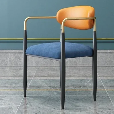 Luxury High Living Room Chair Comfortable Iron Art Sedentary Dining Chair Home Internet Celebrity Makeup Leisure Back Chair