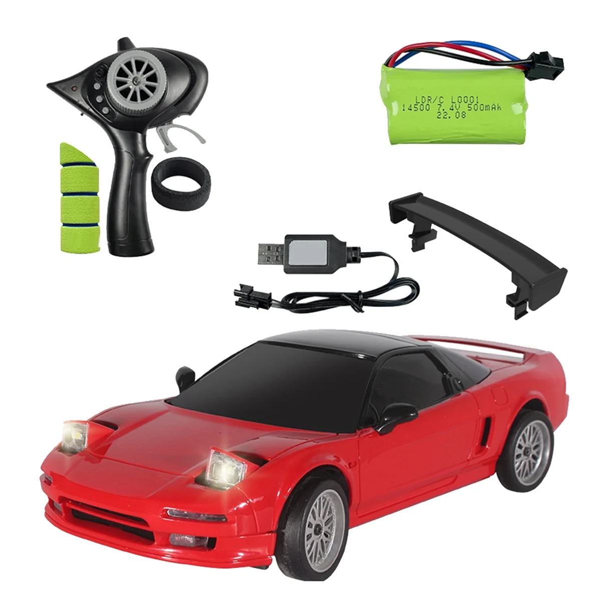 LD1803 1/18 2.4G 2WD RC Auto Drift Voertuigen LED Verlichting Volledige Schaal Gecontroleerd Model Kinderen Speelgoed Rood