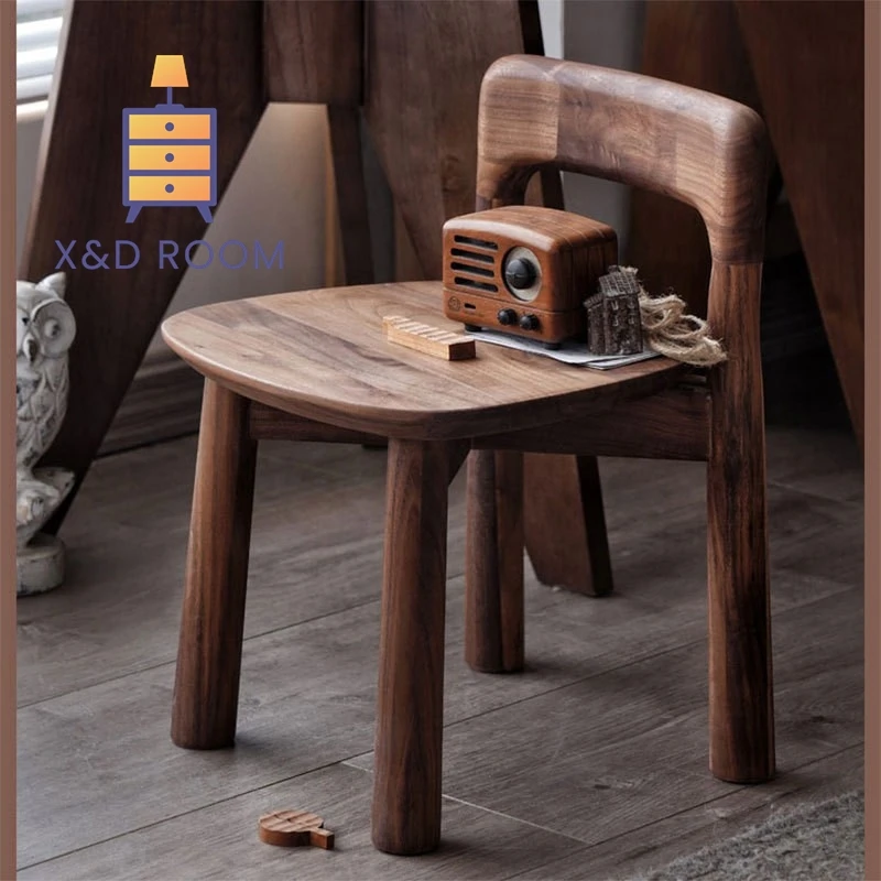 

Маленький табурет из черного ореха XD, детский стульчик, табурет для переобувания, низкий табурет для дома, полностью из массива дерева, простой и милый детский табурет.