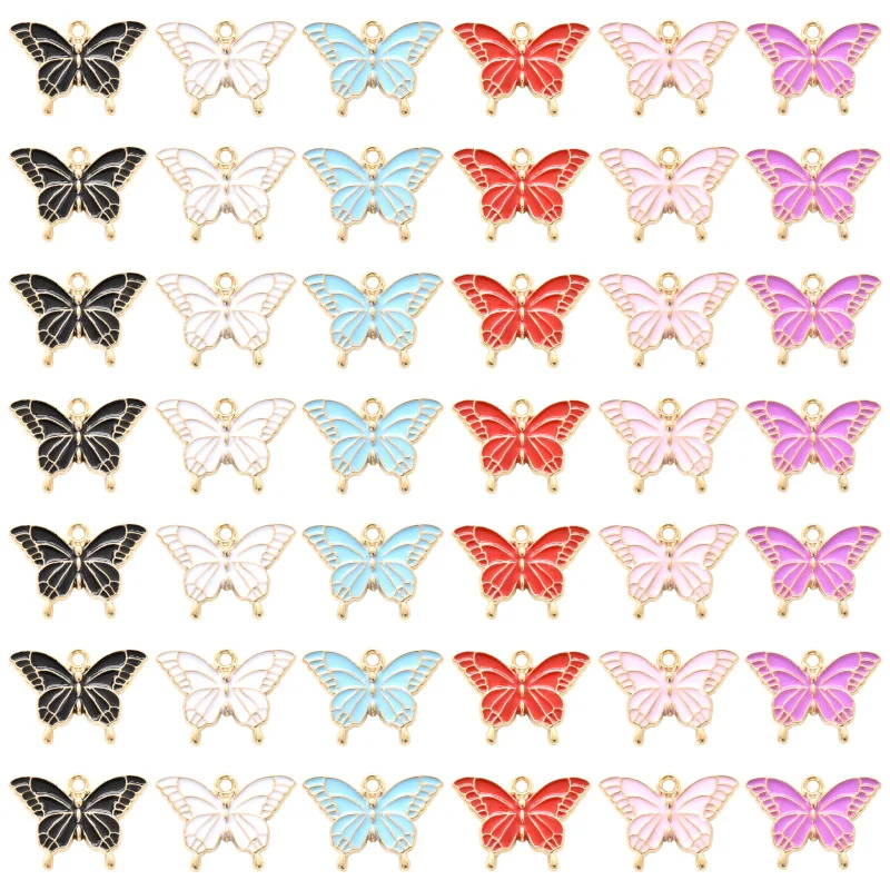 

10pcs Fashion Enamel Butterfly Charms Colorful Zinc Alloy Pendants For DIY Necklaces Bracelets Earrings Jewelry Making