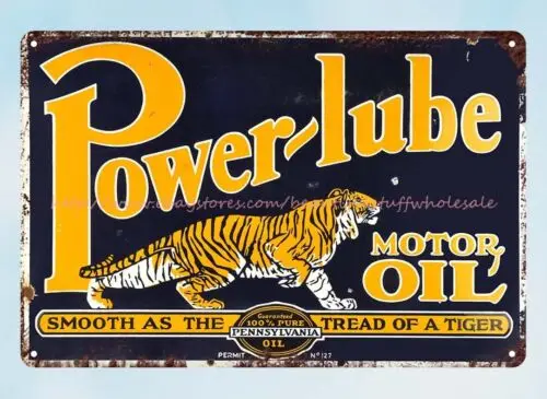 contemporary wall decor Power lube Motor Oil tiger metal tin sign