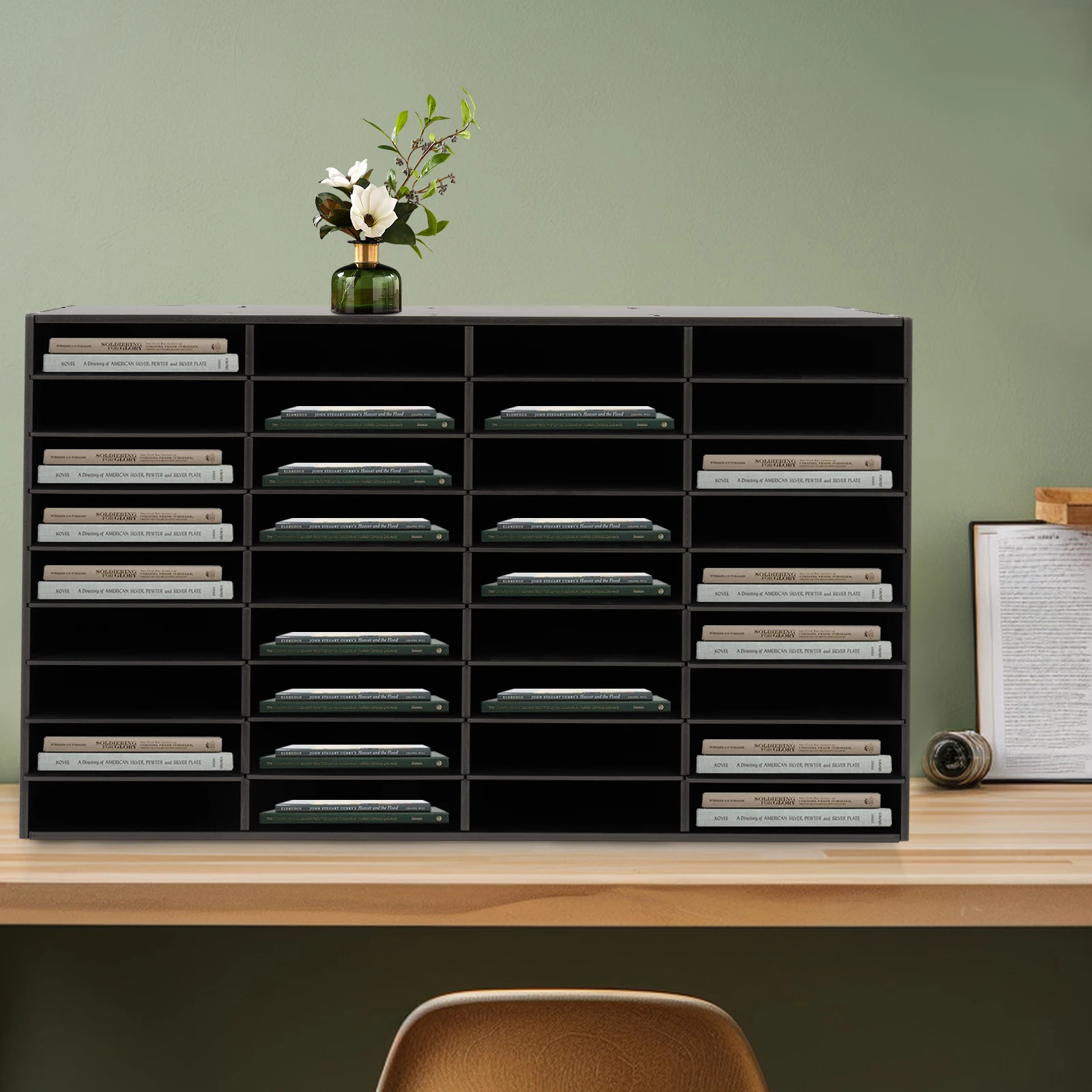 36 Slot File Classification Cabinet - Black for office school to store office supplies, folders, personal items