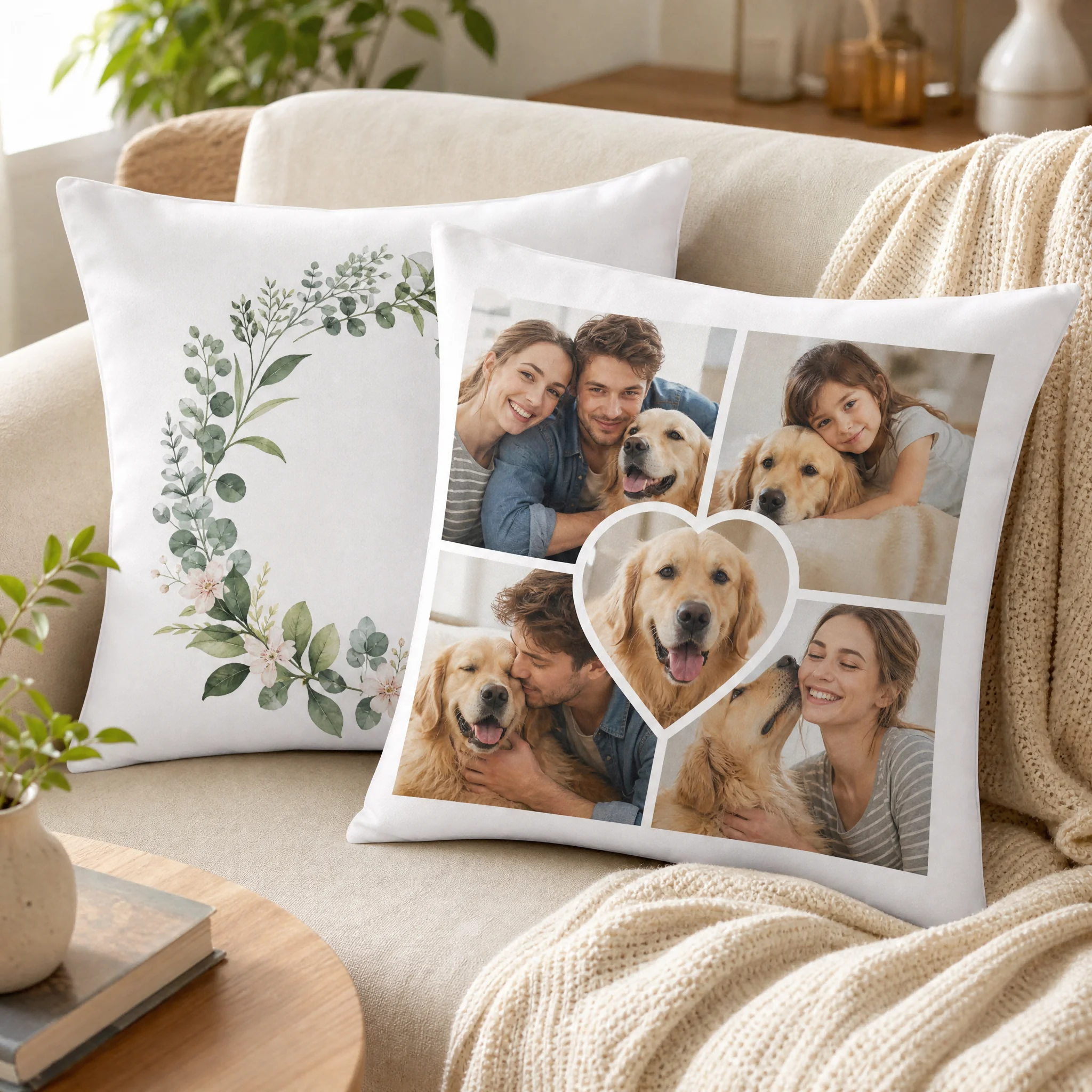 Custom Personalized Throw Pillow Cover with Insert, Custom Photo Name Logo Cushion Case, Home Sofa Bed Decoration Gift