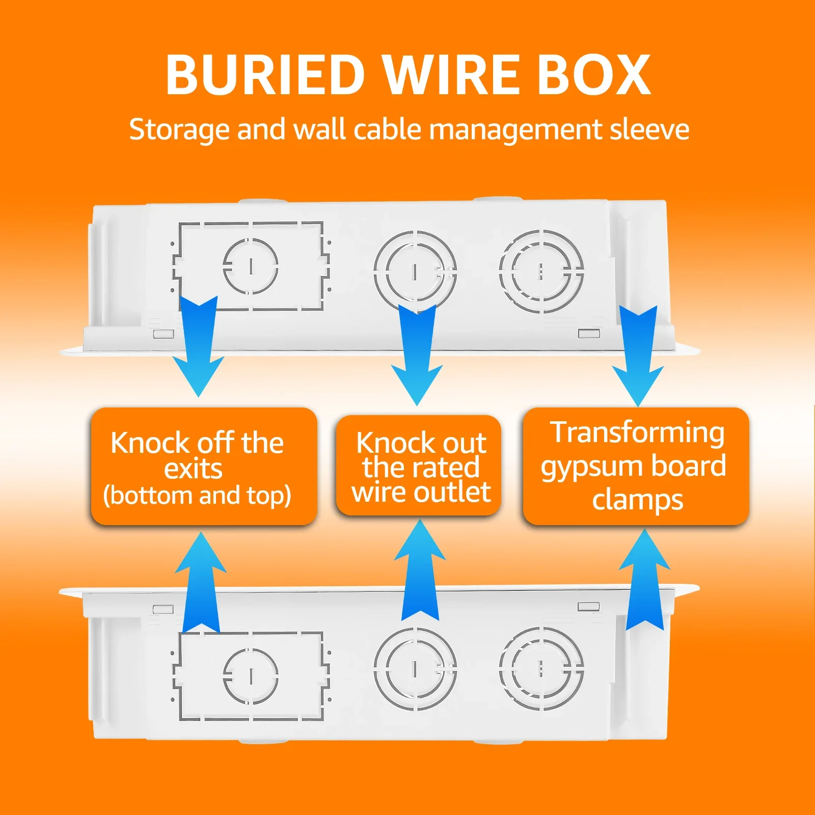 In Wall TV Media Buried Wire Box 9inch Recessed Media Box Cable Management Kit Organize Streaming Device Wall Easy Installation