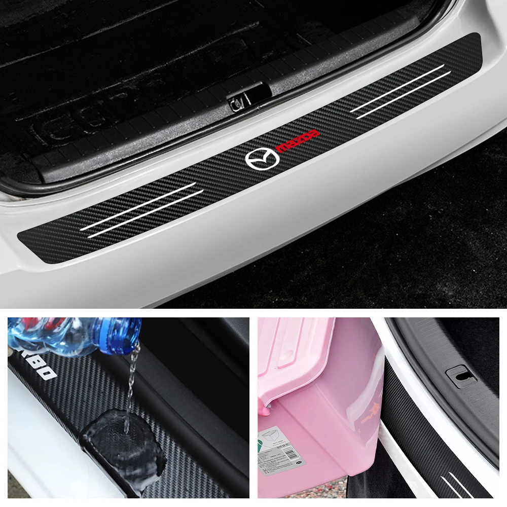 1Pcs New Carbon Fiber Car Styling Trunk Load Edge Emblem Stickers For Mazda 3 Bk 6 Gh CX-5 CX30 MX-5 2 5 CX-3 GJ GL CX-8 MS RX-8