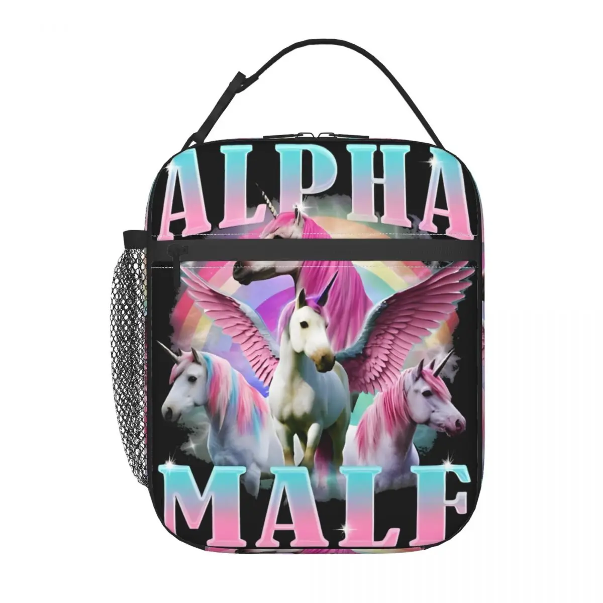 

Alpha Male Unicorn Meme Merch Insulated Lunch Bag For Travel Food Storage Bag Portable Cooler Thermal Lunch Boxes