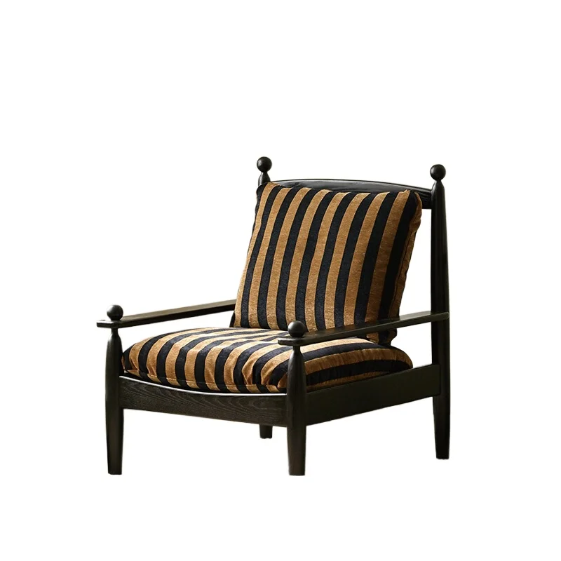

Designer French retro single sofa chair solid wood antique living room removable leisure chair