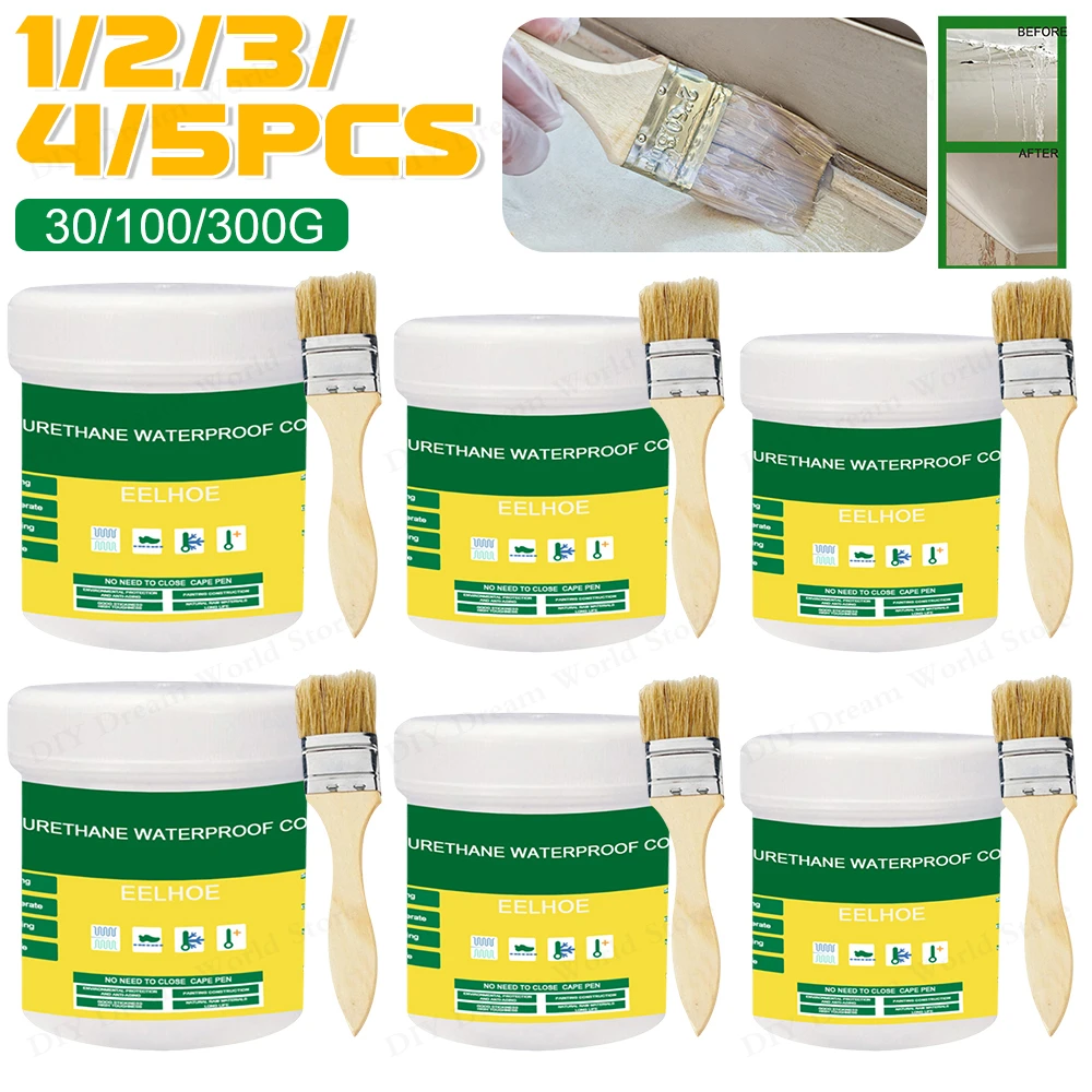 5-1PCS Rivestimento Impermeabile Sigillante Agente Trasparente Pasta Invisibile Colla Con Pennello Ripristino Adesivo Colla di Riparazione per il Tetto di Casa