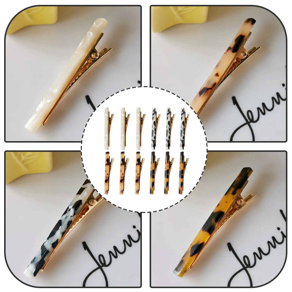 

12 Pcs Acrylic Acetate One Piece Hair Clip Women Bangs Hairpin Lady Barrette Daily Wear Hairstyle Decor Elegant Outfit Match