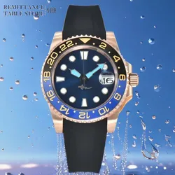 Men's NH35 Watch Sapphire Glass Sterile Dial Shark Hands Rubber Strap Ceramic Bezel Men's Rose Gold Business Fashion Watch