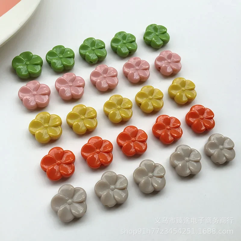 5pcs Japanese vintage resin flower beads Pendant Charms for Necklace Bracelet Earrings Jewelry Making Diy Findings