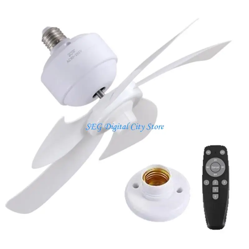 

U75B Chandelier Fan Adjustment Speed Electric Fan Low Noise E27 Thread Ceiling Fan 20W AC90-265V Remote Control Cooling Fan
