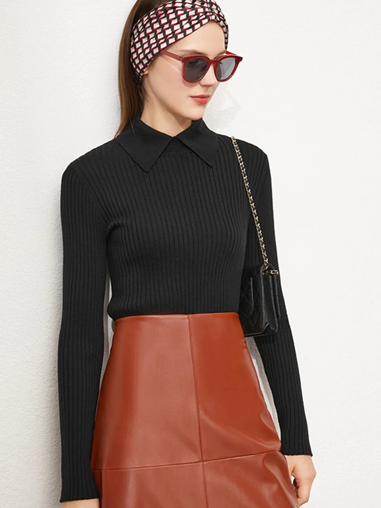 Casual wollen gebreide trui Omgeslagen kraag Slim Fit Basislaag irt Faionable Herfst Winter Warm Comfortabel breigoed