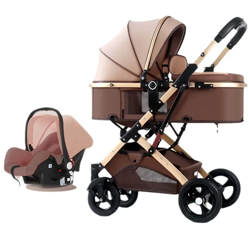 

High Landscape Baby Strollers Lightweight Foldable One Click Collection Shock Absorption Wholesale Newborn Baby Strollers