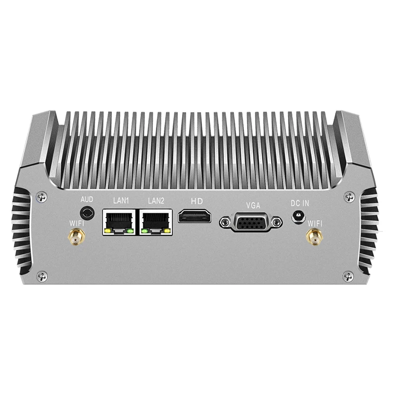 Fanless Mini PC Intel Core i3 5005U i5 5200U i7 5500U Dual Gigabit Ethernet 2*RS232 HDMI+VGA WiFi 4xUSB3.0 Windows 10 Linux