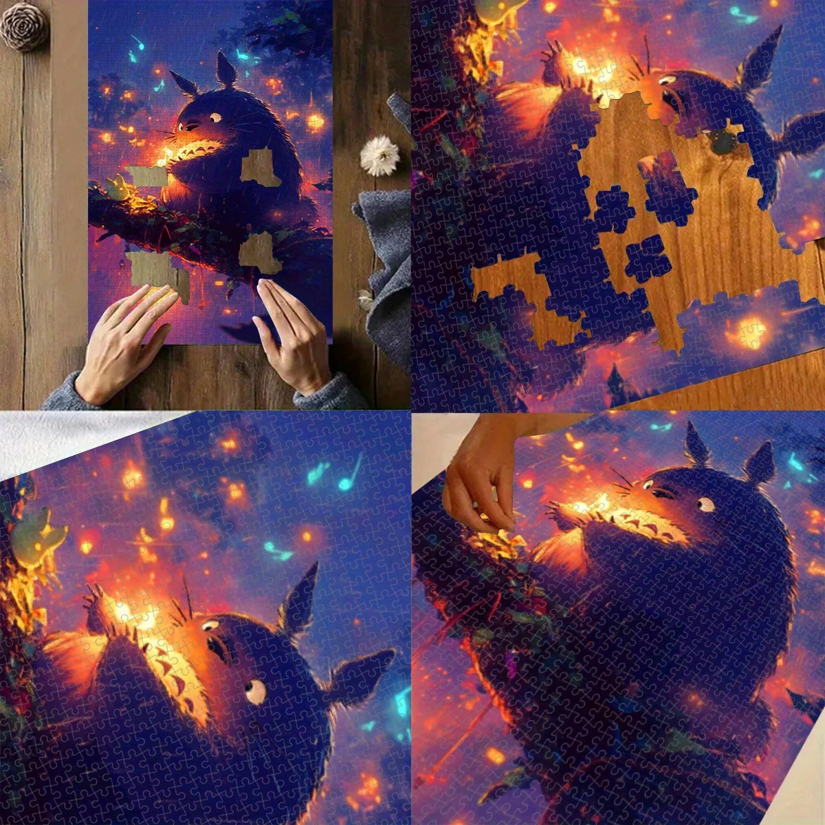 500 قطعة أو 1000 قطعة من أحجية الصور المقطوعة المستوحاة من الرسوم المتحركة اليابانية التي تحديها للبالغين والعائلات - ربط متوهج ليلاً #4