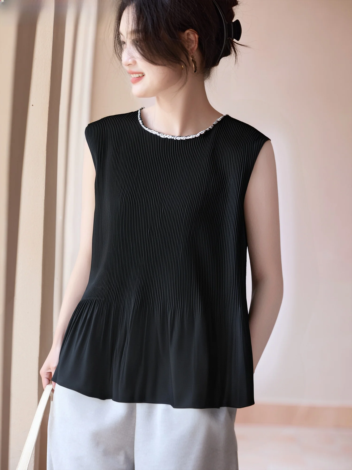 

Basic House Loose round Ne Svel irt Women's Summer Faionable Top Comfortable Polyester Blend Casual Sle