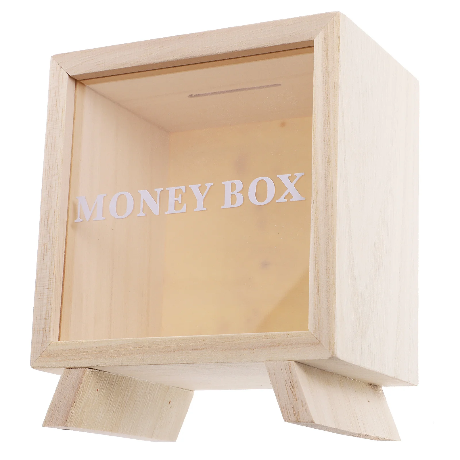 

Wood Piggy Bank Money Saving Box Transparent Window Design Coin Bank for Adults Kids Gift Savings Jar Tip Box Saving Jar