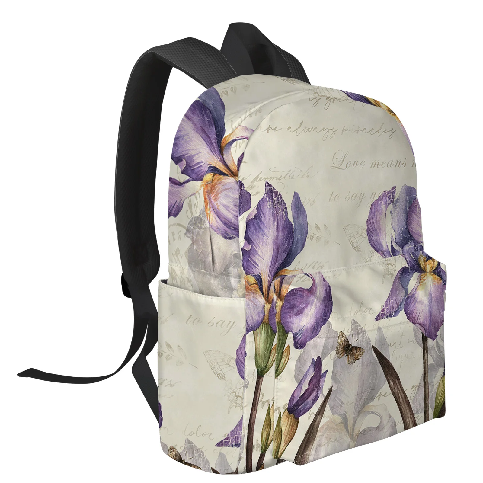 Sacs d'École Vintage Violet Papillon Iris pour Homme et Femme, Sac à Dos Personnalisé pour Ordinateur Portable, Voyage Mochila