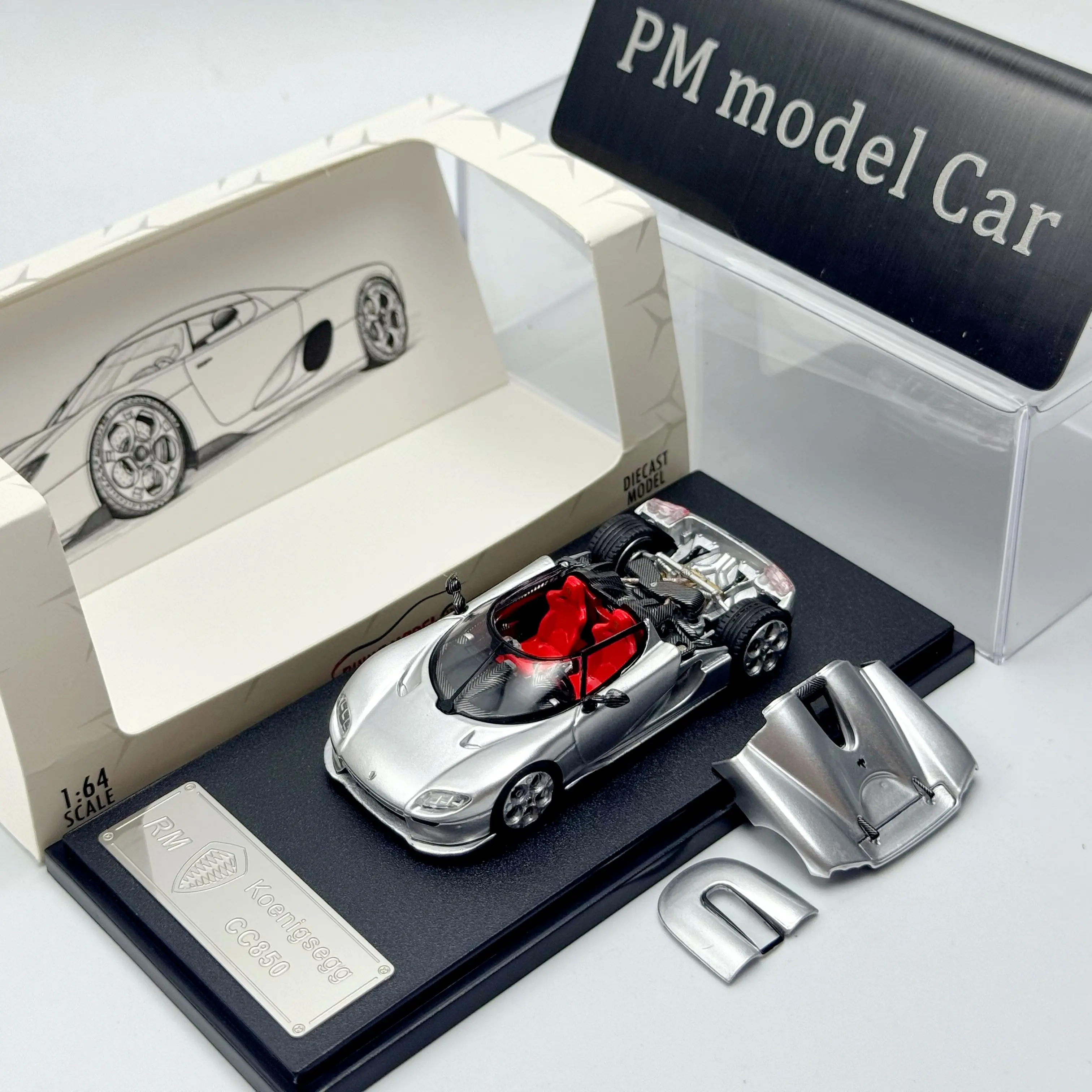 RM Rhino 1:64 Koenigsegg CC850 Magnetic Open Cover Alloy Diecast Model Car Collectible Gift