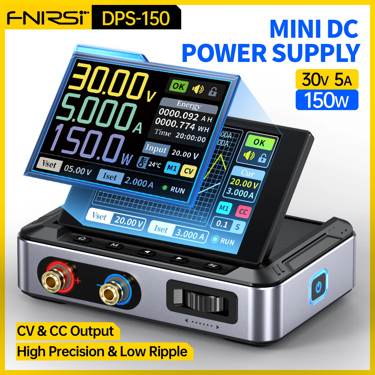 FNIRSI DPS-150 DC Laboratory Power Supply CNC Adjustable 30V 5A Digit Display Mini Portable Regulator Switching Power Supply