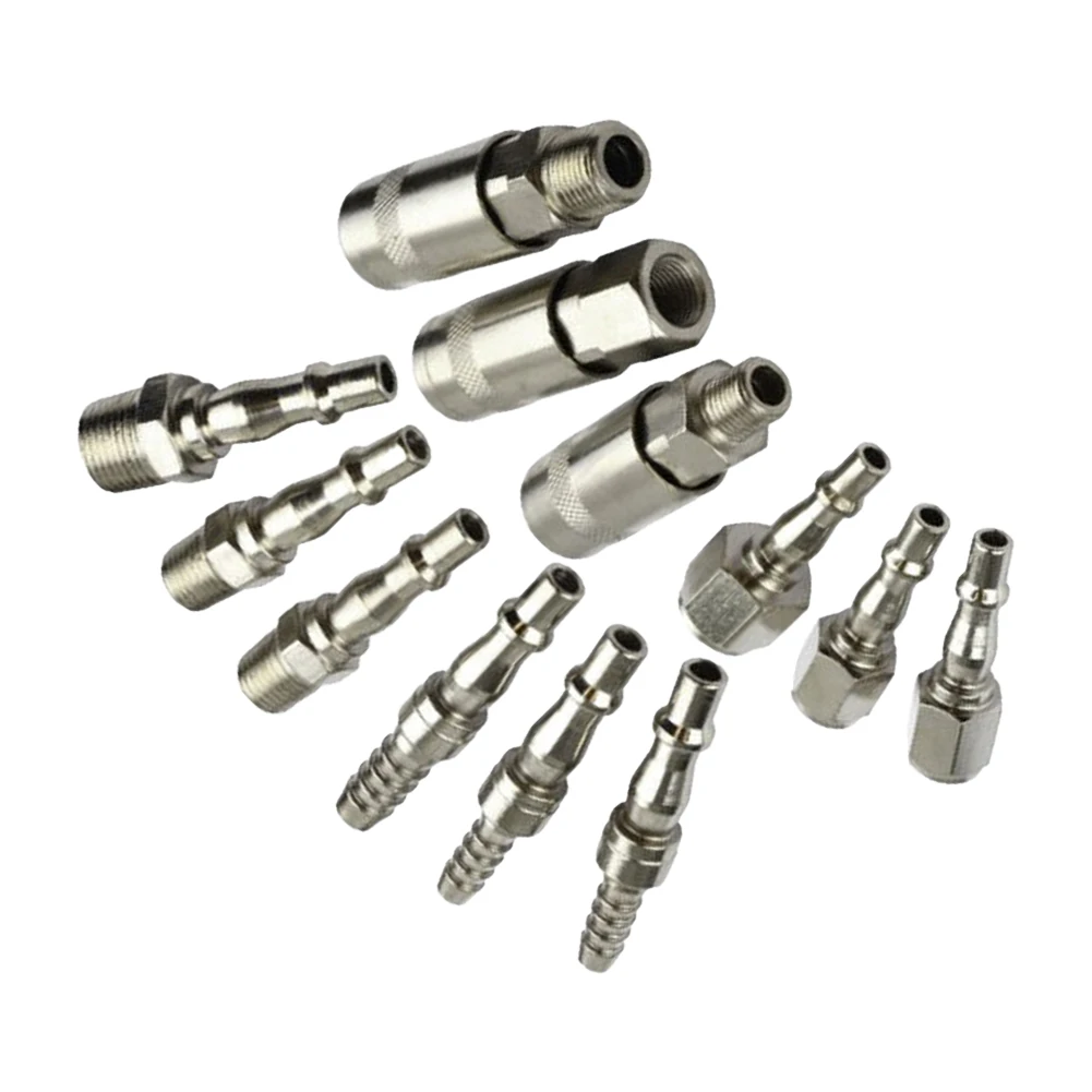 Air Line Hose Compressor Fitting Connector Quick Release Set 12 Piece Alloy Steel and Zinc Kit 1/4 and 3/8 For BSP Compatible