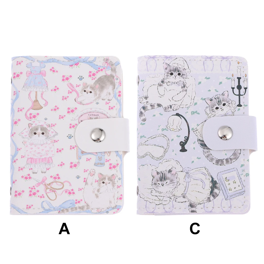 2 Folds Money Coin Purse Cute Kitten Rabbit PU Leather Credit Card Holoder Multiple Card Slots INS Style Card Wallets