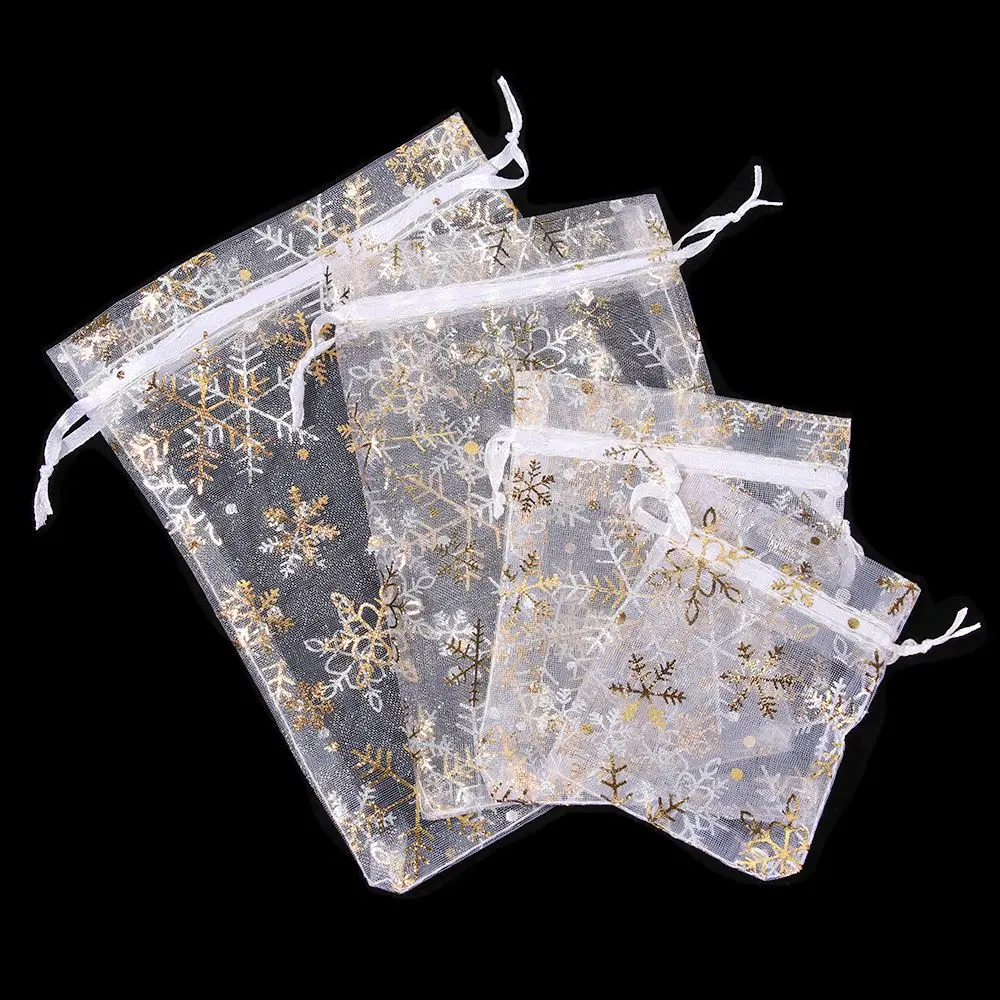 50pcs/lot 4 Sizes Red/White Wedding Gifts Strap Drawstring Candy Pouch Gift Pouches Jewelry Packaging Bags Organza Bags