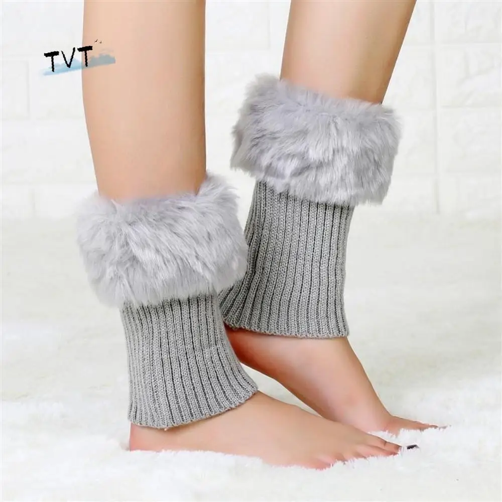 

Soft Fluffy Faux Fur Leg Warmers Solid Color Thick Short Knee Boots Cover Comfortable Colorful Fuzzy Foot Covers Winter