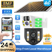 V380 Pro Solar Camera With 4G Sim Card 8MP 4K Dual Lens Outdoor IP Cameras Pir Motion Detection Night Vision Security Protection
