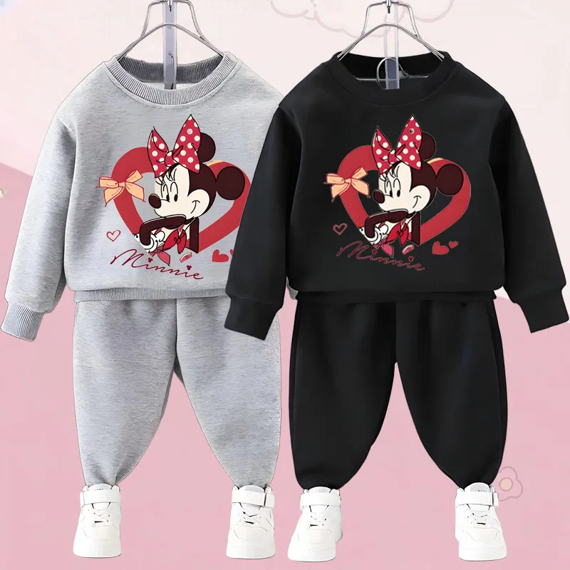 

DISNEY Girls Printed Hoodies Sets Autumn New Style Children Pullover and Trousers Two Piece Suit Kids Casual Sweatsuit Sport