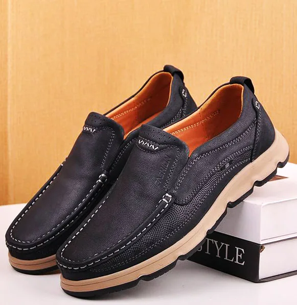LIHUAMAO cow leather light weight Men loafer Shoes Casual footwear Sneakers outdoor work shoes sport hiking leather shoes