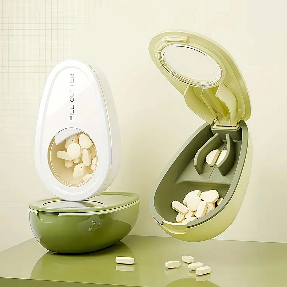 

1Pcs Pill Organizer Cutter Box, Daily Portable Pill Case Splitter for Pocket Purse, Mini Medicine Supplement Fish Oil Capsule