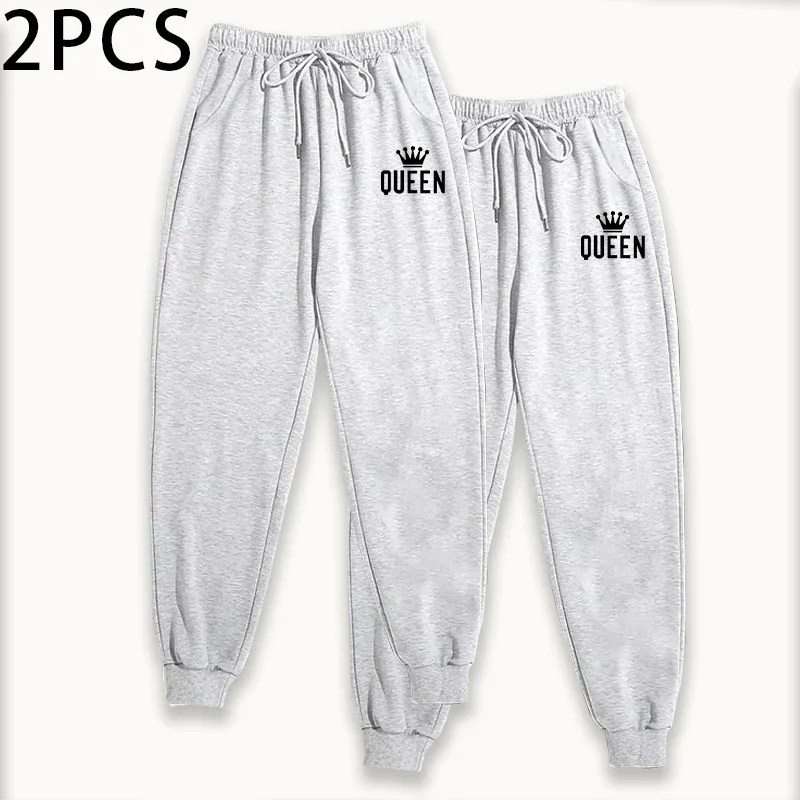 Lot de 2 pantalons de jogging décontractés pour femmes, pantalons de survêtement doux, coupe confortable, vêtements de sport, ensemble de 2 pièces, automne et hiver