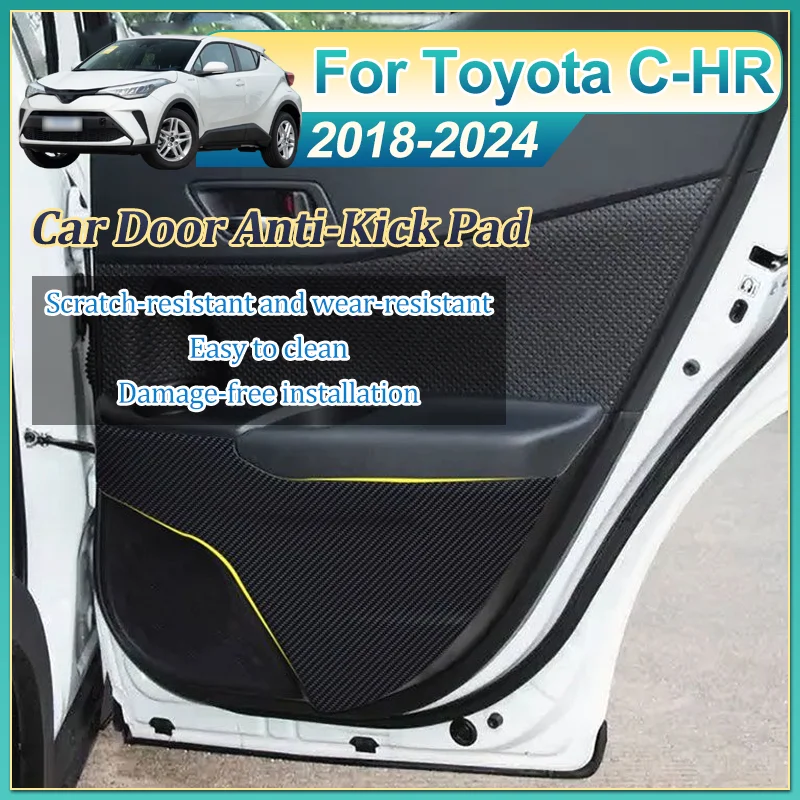 

4PCS Car Door Anti-Kick Pad Interior Carbon fiber Protection Sticker Anti Dirt Mat Accessories For Toyota C-HR CHR 2018-2024