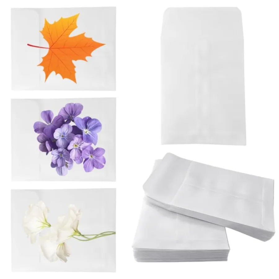 

50 Pcs Frosted Glassine Envelopes, 3.15x3.94 Inch Vellum Envelopes, Top Opening Transparent Paper Bags for Cards, Photos, Weddi